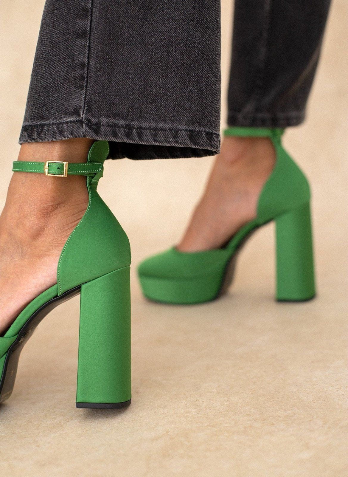 Γόβες σατέν με φιάπα TFP - Πράσινο - thefashionproject.gr - TFP