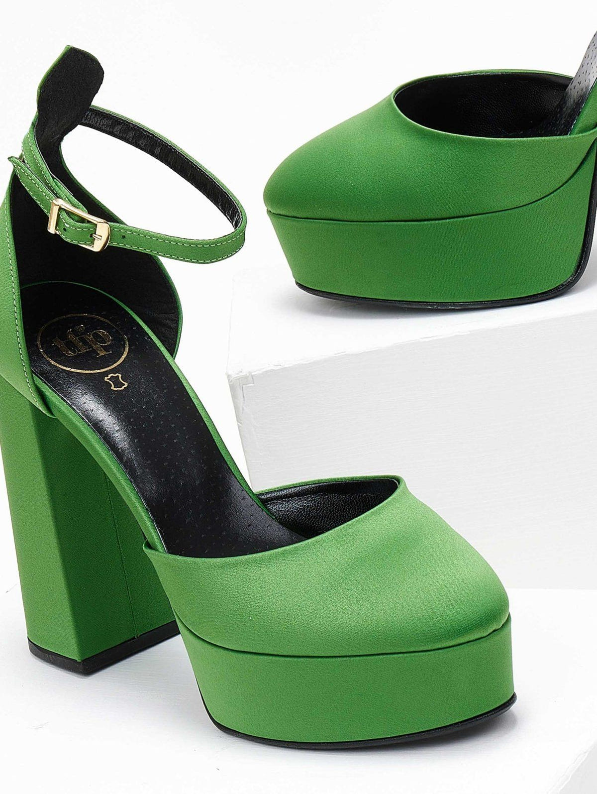 Γόβες σατέν με φιάπα TFP - Πράσινο - thefashionproject.gr - TFP