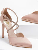 Γόβες σατέν με στρας TFP - Nude - thefashionproject.gr - TFP