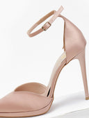 Γόβες σατέν μυτερές με λεπτή φιάπα TFP - Nude - thefashionproject.gr - TFP