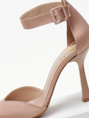 Γόβες σατέν μυτερές με μπαρέτα TFP - Nude - thefashionproject.gr - TFP