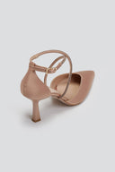 Γόβες σατέν μυτερές με στρας TFP - Nude - thefashionproject.gr - TFP