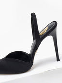 Γόβες σατέν μυτερές slingback TFP - Μαύρο - thefashionproject.gr - TFP