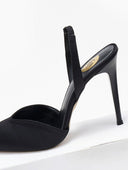 Γόβες σατέν μυτερές slingback TFP - Μαύρο - thefashionproject.gr - TFP