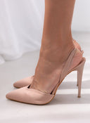 Γόβες σατέν μυτερές slingback TFP - Nude - thefashionproject.gr - TFP