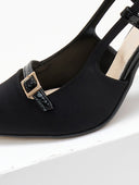 Γόβες σατέν μυτερές TFP - Μαύρο - thefashionproject.gr - TFP