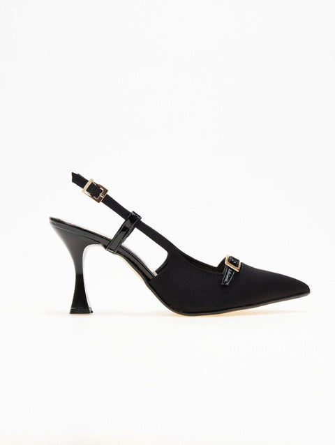 Sapatos pontiagudos em cetim - Preto