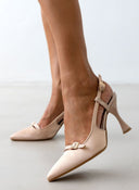 Γόβες σατέν μυτερές TFP - Nude - thefashionproject.gr - TFP