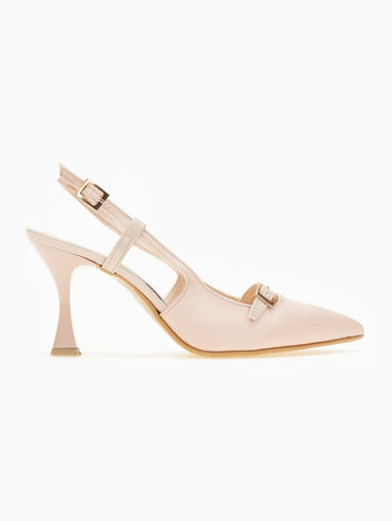 Γόβες σατέν μυτερές TFP - Nude - thefashionproject.gr - TFP
