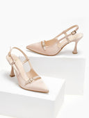 Γόβες σατέν μυτερές TFP - Nude - thefashionproject.gr - TFP