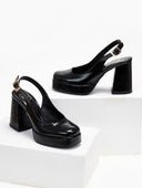 Γόβες Slingback λουστρίνι με ανοιχτή φτέρνα tfp - Μαύρο - thefashionproject.gr - TFP