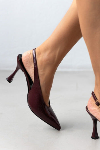 Γόβες Slingback λουστρίνι Tfp - Burgundy - thefashionproject.gr - TFP