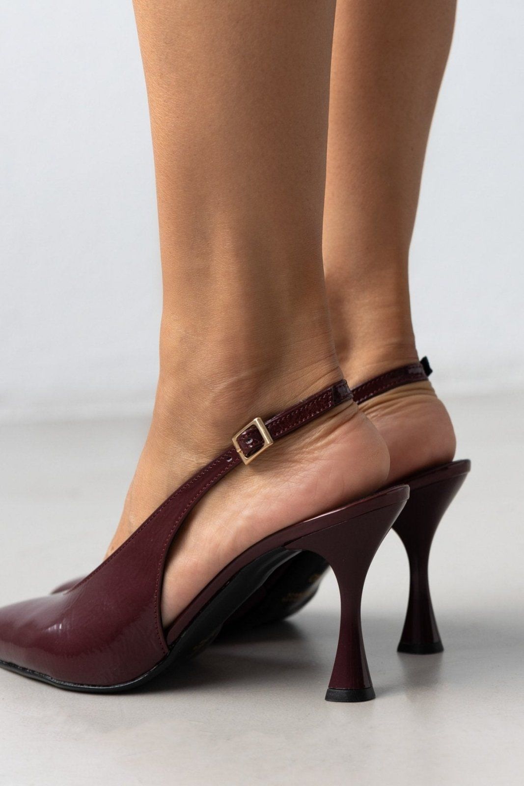Γόβες Slingback λουστρίνι Tfp - Burgundy - thefashionproject.gr - TFP