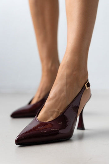 Γόβες Slingback λουστρίνι Tfp - Burgundy - thefashionproject.gr - TFP
