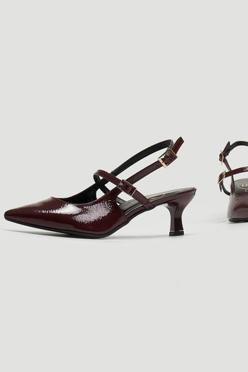 Γόβες Slingback λουστρίνι TFP - Burgundy - thefashionproject.gr - TFP