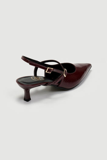 Γόβες Slingback λουστρίνι TFP - Burgundy - thefashionproject.gr - TFP