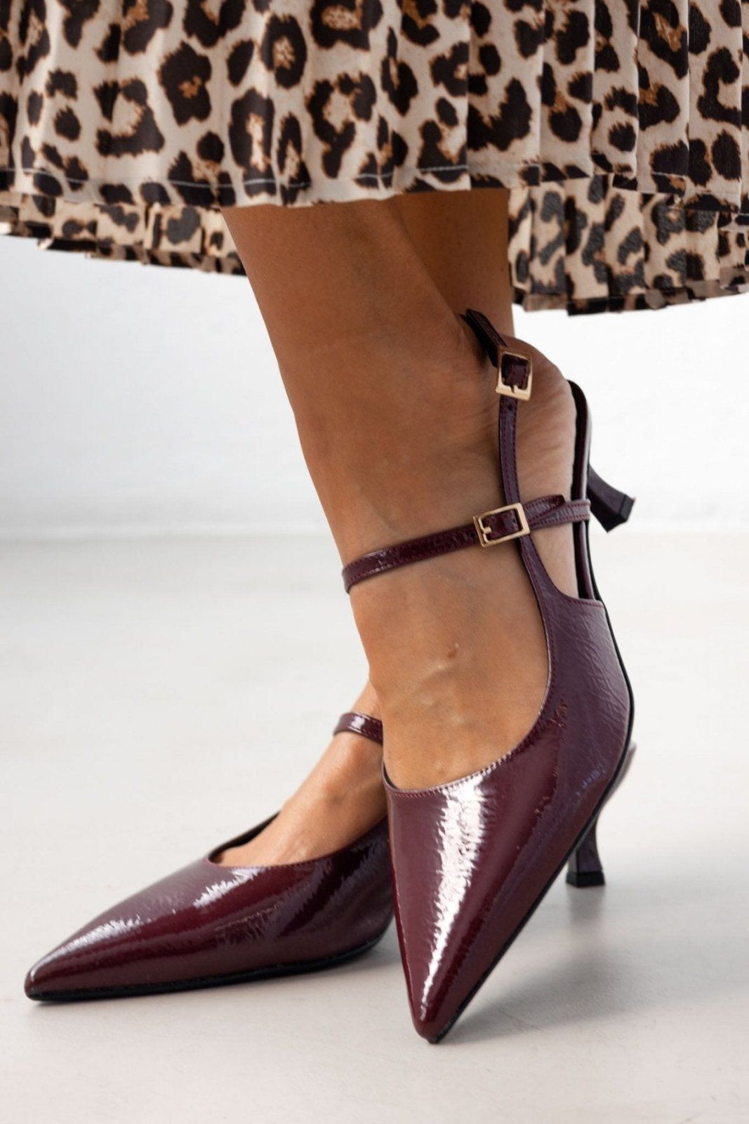 Γόβες Slingback λουστρίνι TFP - Burgundy - thefashionproject.gr - TFP