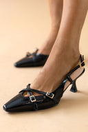Γόβες slingback λουστρίνι TFP - Μαύρο - thefashionproject.gr - TFP