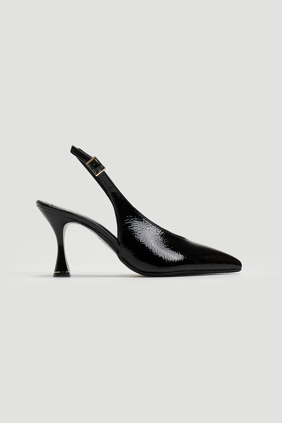 Γόβες Slingback λουστρίνι Tfp - Μαύρο - thefashionproject.gr - TFP