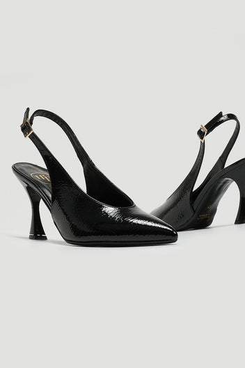 Γόβες Slingback λουστρίνι Tfp - Μαύρο - thefashionproject.gr - TFP