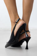 Γόβες Slingback λουστρίνι Tfp - Μαύρο - thefashionproject.gr - TFP