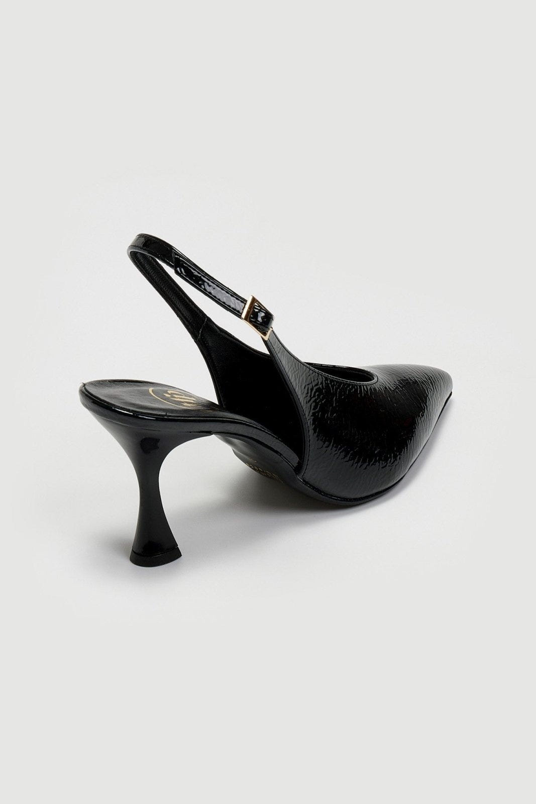 Γόβες Slingback λουστρίνι Tfp - Μαύρο - thefashionproject.gr - TFP