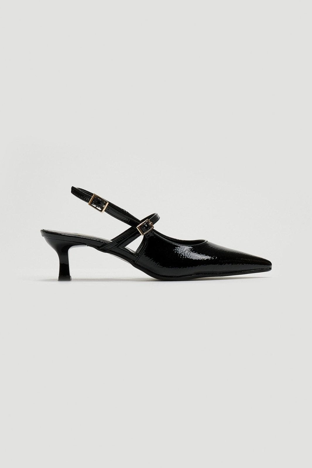 Γόβες Slingback λουστρίνι TFP - Μαύρο - thefashionproject.gr - TFP