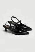 Γόβες Slingback λουστρίνι TFP - Μαύρο - thefashionproject.gr - TFP