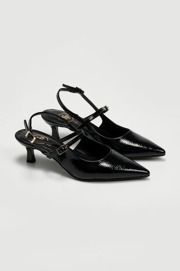 Γόβες Slingback λουστρίνι TFP - Μαύρο - thefashionproject.gr - TFP