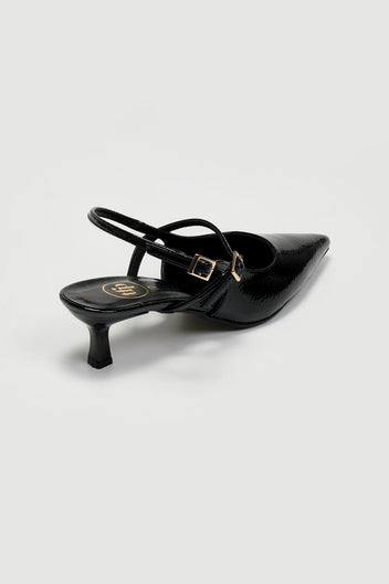 Γόβες Slingback λουστρίνι TFP - Μαύρο - thefashionproject.gr - TFP