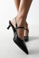 Γόβες Slingback λουστρίνι TFP - Μαύρο - thefashionproject.gr - TFP