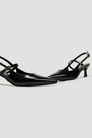 Γόβες Slingback λουστρίνι TFP - Μαύρο - thefashionproject.gr - TFP