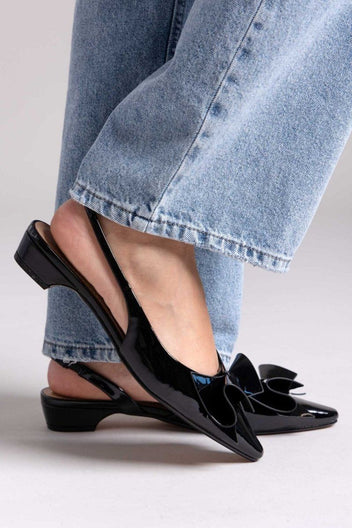 Γόβες slingback με ιδιαίτερο φιόγκο CORINA - Μαύρο - thefashionproject.gr - CORINA