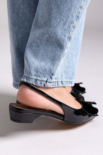 Γόβες slingback με ιδιαίτερο φιόγκο CORINA - Μαύρο - thefashionproject.gr - CORINA