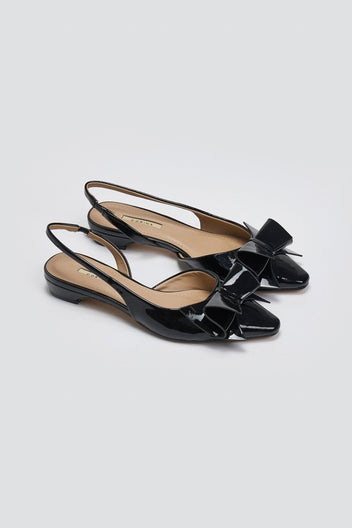 Γόβες slingback με ιδιαίτερο φιόγκο CORINA - Μαύρο - thefashionproject.gr - CORINA