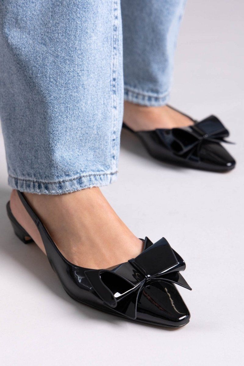 Γόβες slingback με ιδιαίτερο φιόγκο CORINA - Μαύρο - thefashionproject.gr - CORINA