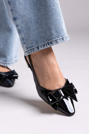 Γόβες slingback με ιδιαίτερο φιόγκο CORINA - Μαύρο - thefashionproject.gr - CORINA