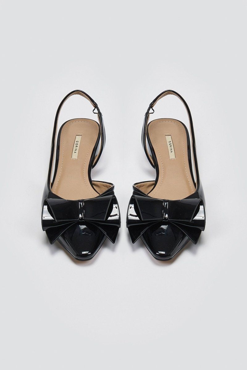 Γόβες slingback με ιδιαίτερο φιόγκο CORINA - Μαύρο - thefashionproject.gr - CORINA