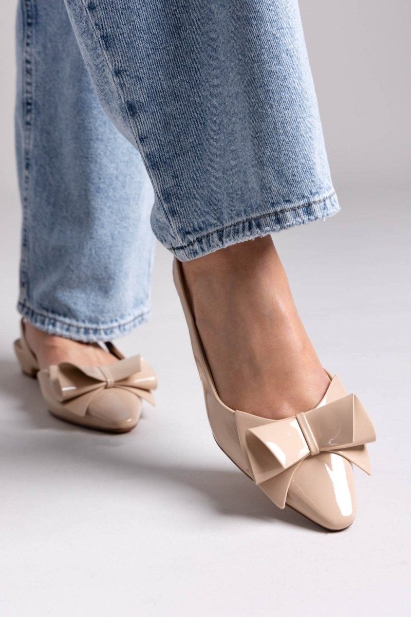 Γόβες slingback με ιδιαίτερο φιόγκο CORINA - Μπεζ - thefashionproject.gr - CORINA