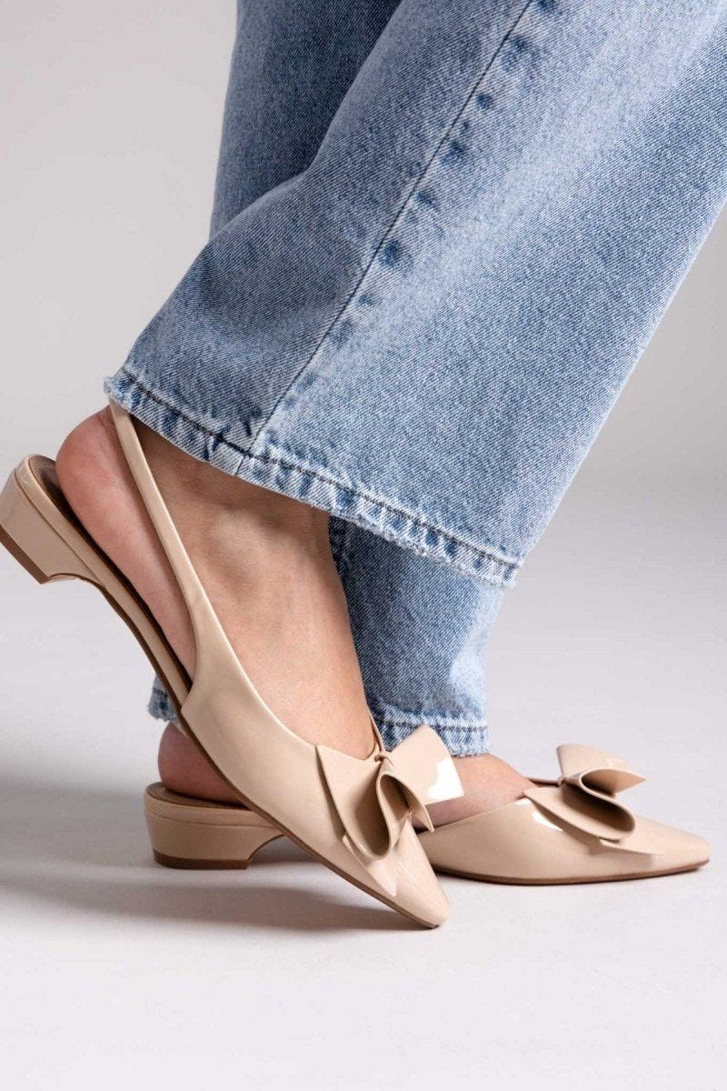 Γόβες slingback με ιδιαίτερο φιόγκο CORINA - Μπεζ - thefashionproject.gr - CORINA