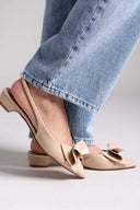 Γόβες slingback με ιδιαίτερο φιόγκο CORINA - Μπεζ - thefashionproject.gr - CORINA