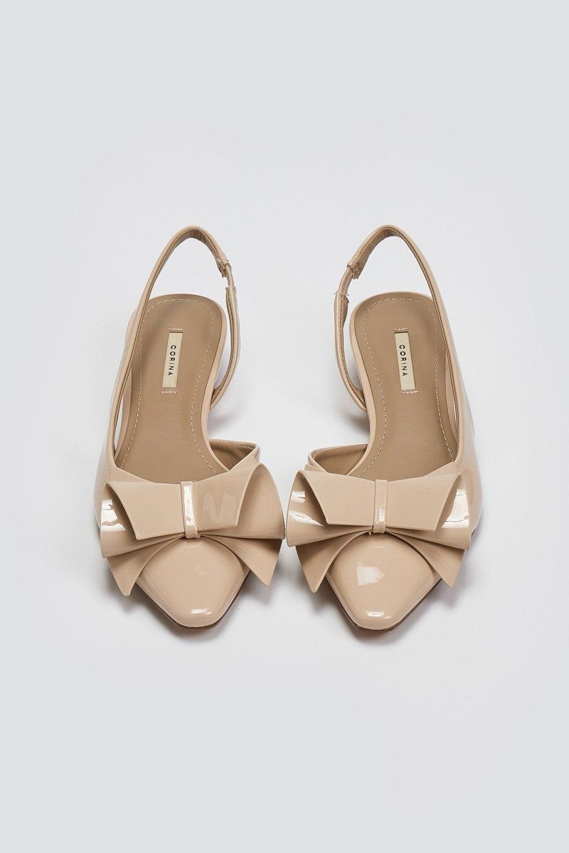 Γόβες slingback με ιδιαίτερο φιόγκο CORINA - Μπεζ - thefashionproject.gr - CORINA