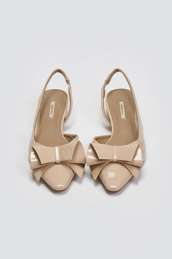 Γόβες slingback με ιδιαίτερο φιόγκο CORINA - Μπεζ - thefashionproject.gr - CORINA