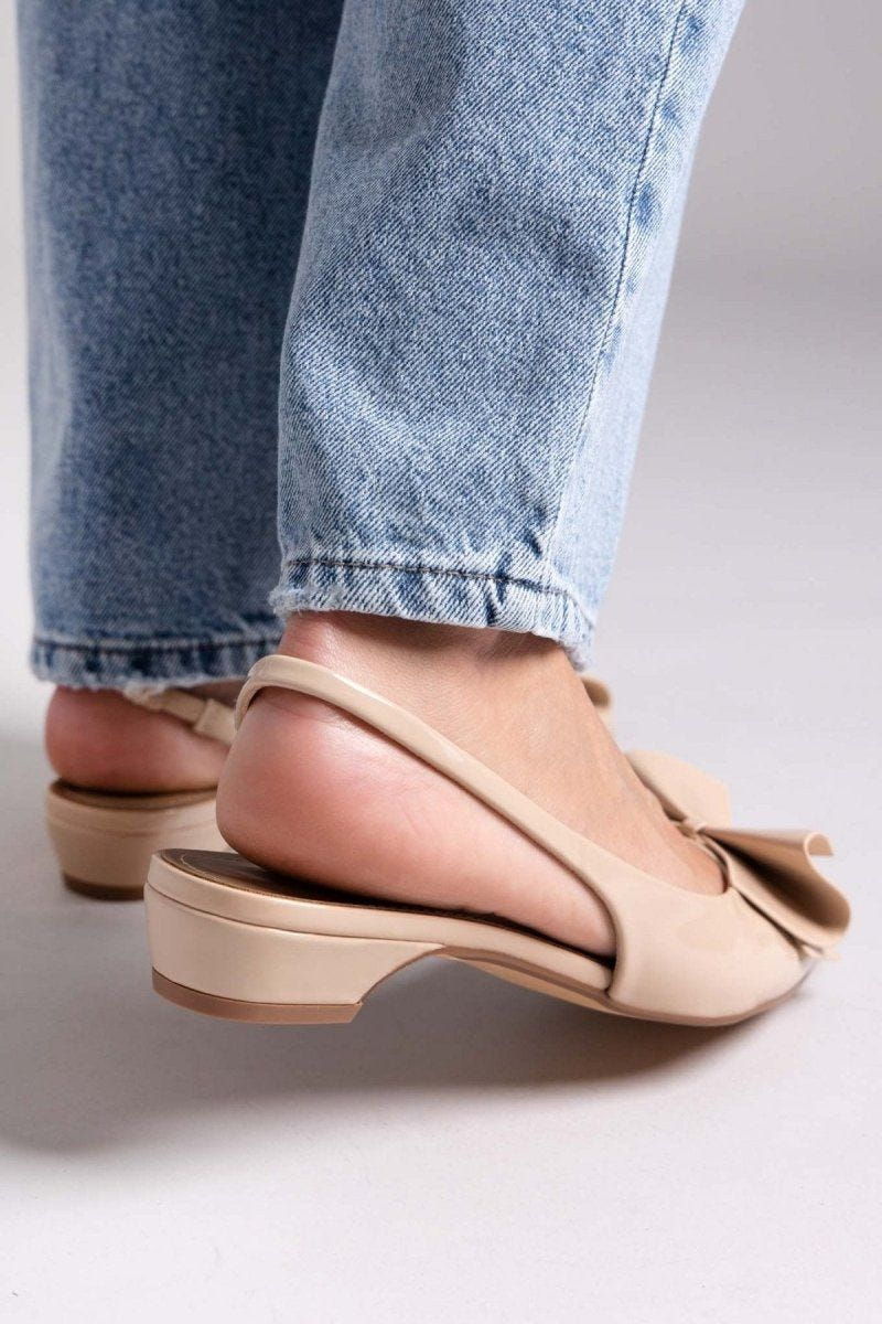 Γόβες slingback με ιδιαίτερο φιόγκο CORINA - Μπεζ - thefashionproject.gr - CORINA