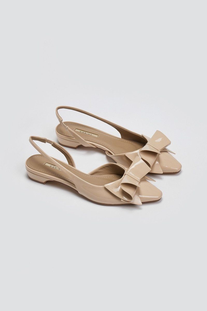 Γόβες slingback με ιδιαίτερο φιόγκο CORINA - Μπεζ - thefashionproject.gr - CORINA