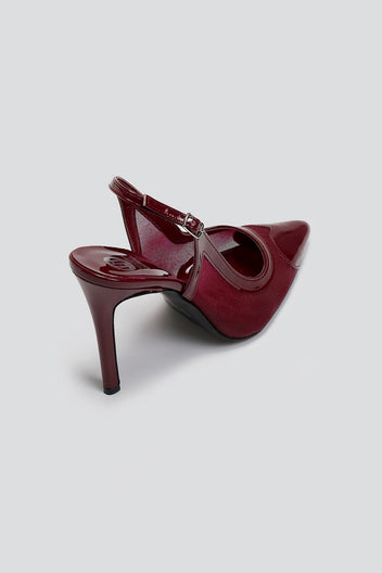 Γόβες slingback με καρδιά TFP - Burgundy - thefashionproject.gr - TFP