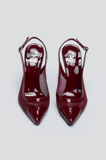 Γόβες slingback με καρδιά TFP - Burgundy - thefashionproject.gr - TFP