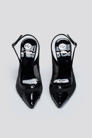 Γόβες slingback με καρδιά TFP - Μαύρο - thefashionproject.gr - TFP