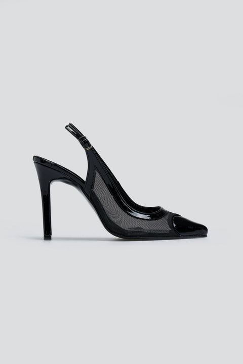 Slingback Sapatos de salto Heart Detail - Preto
