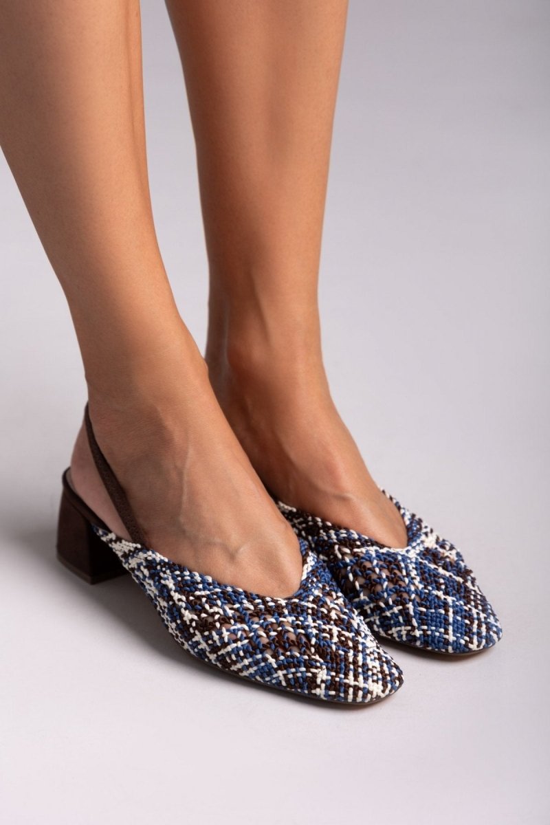 Γόβες slingback με πλεκτό σχέδιο CORINA - Μπλε - thefashionproject.gr - CORINA